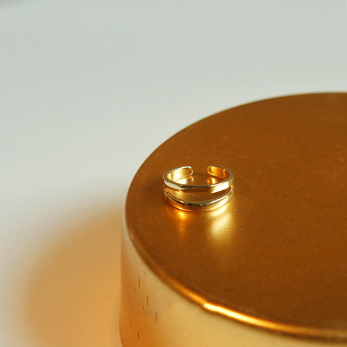 韩国简约设计戒指女ins双层金属开口食指戒高级感气质指环手饰品