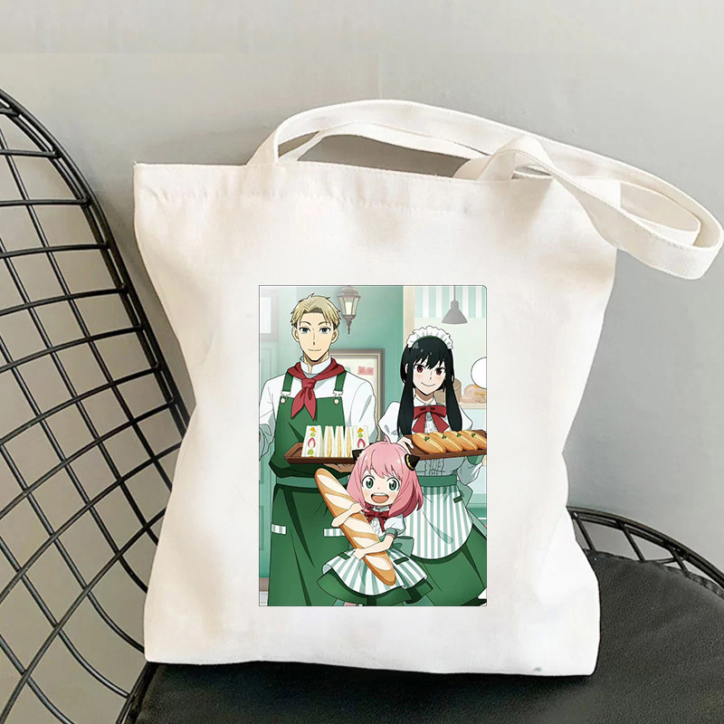 Anime espía casa Spy x familia impresa bolsa de lona Harajuku bolsa de hombro bolsa de compras de mano estudiante