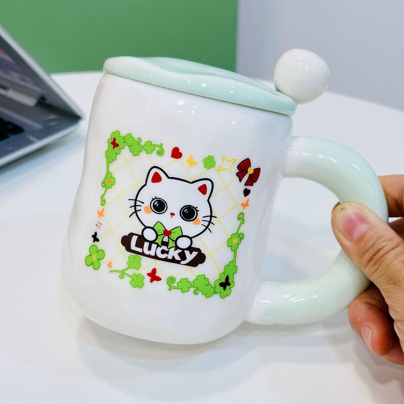 子供の花の釉薬の下で彩られた陶磁器のシングルカップのカップルの朝食の牛乳のコップの高い顔の値の大容量の学生のコップ|undefined