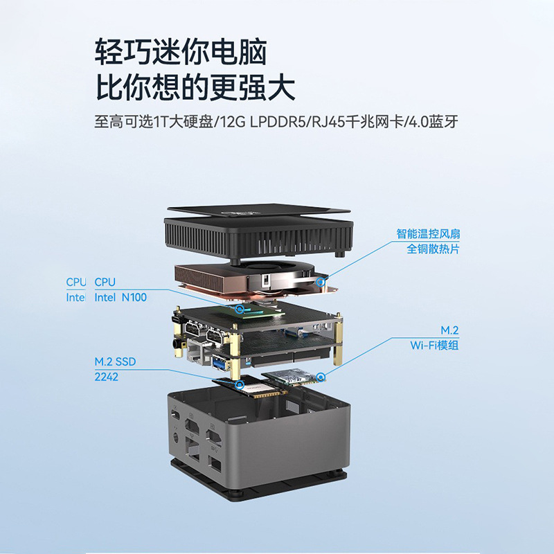 新创云 Mini host N100 small host quad -core household office entertainment mini small computer mini PC