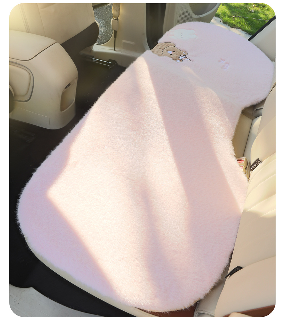 Cartoon Plush Car Seat Cushion Winter Thickeneded Warm Car Seat Cushion Cute Bear Car Interior Seat Cover