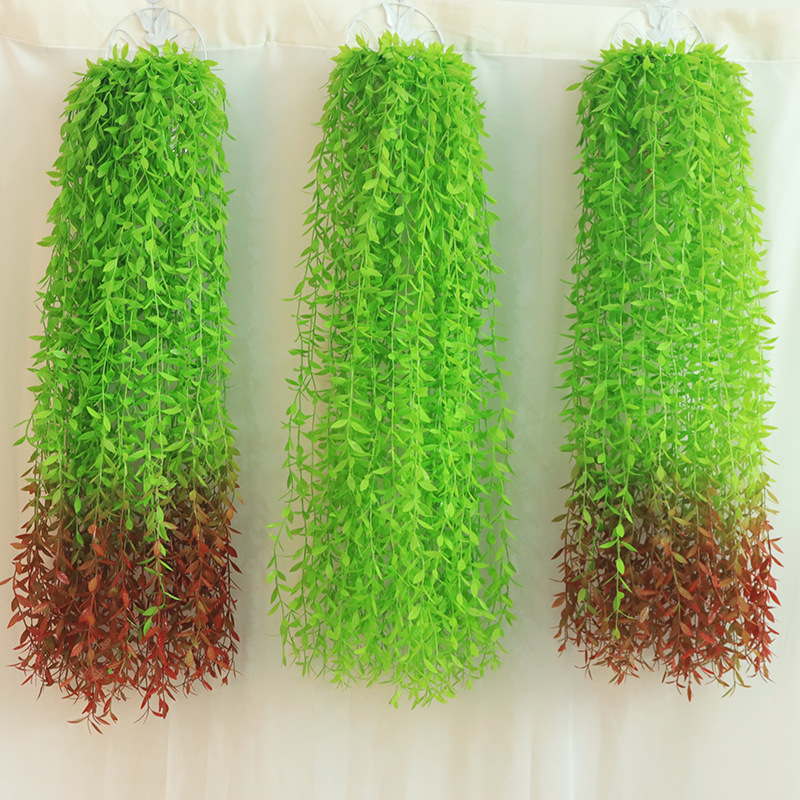 Artificial verde planta colgante sauce artificial ratán decoración de la sala de estar decoración de la boda de plástico planta de la vid al por mayor