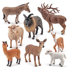 跨境外銷仿真動物模型羊駝驢綿羊馬鹿喜馬拉雅羊桌面裝飾擺件玩具