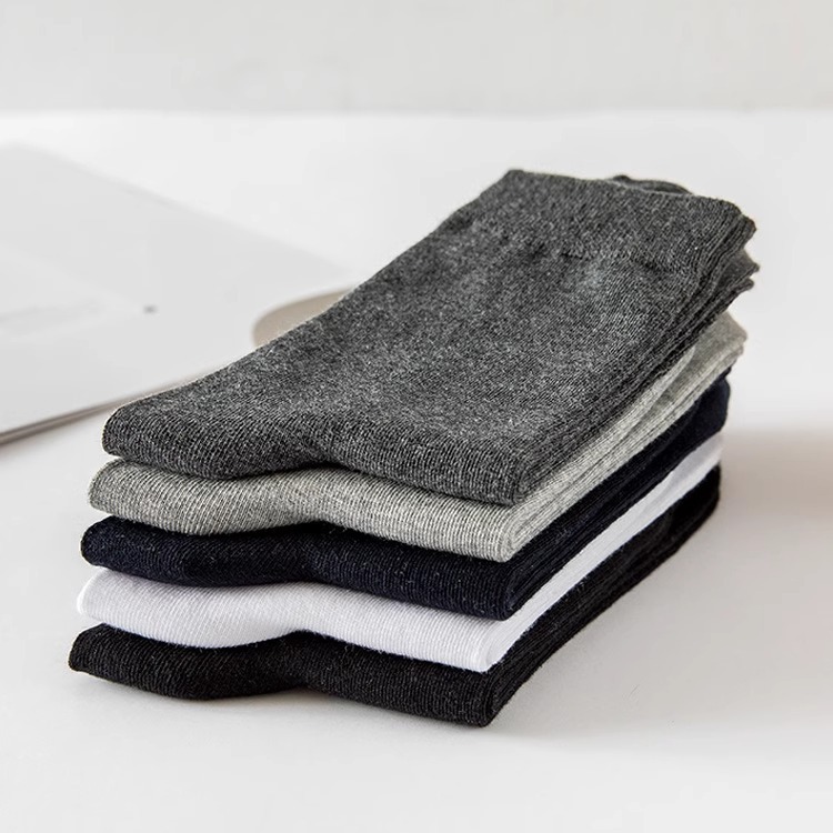 Men's Suit Socks, Spring & Autumn Thick Mid-Calf Socks for Wedding Photo Shoots, Black & White Business Long Socks for Dress Shoes