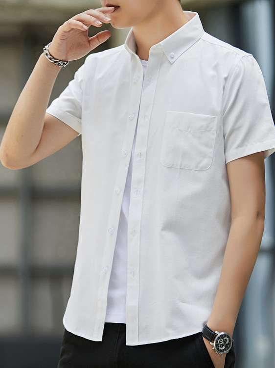 Camisas para hombre para primavera y verano, modernas y versátiles, estilo coreano de alta gama, corte ajustado, camisas informales, para ir al trabajo, transpirables para personas jóvenes y de mediana edad