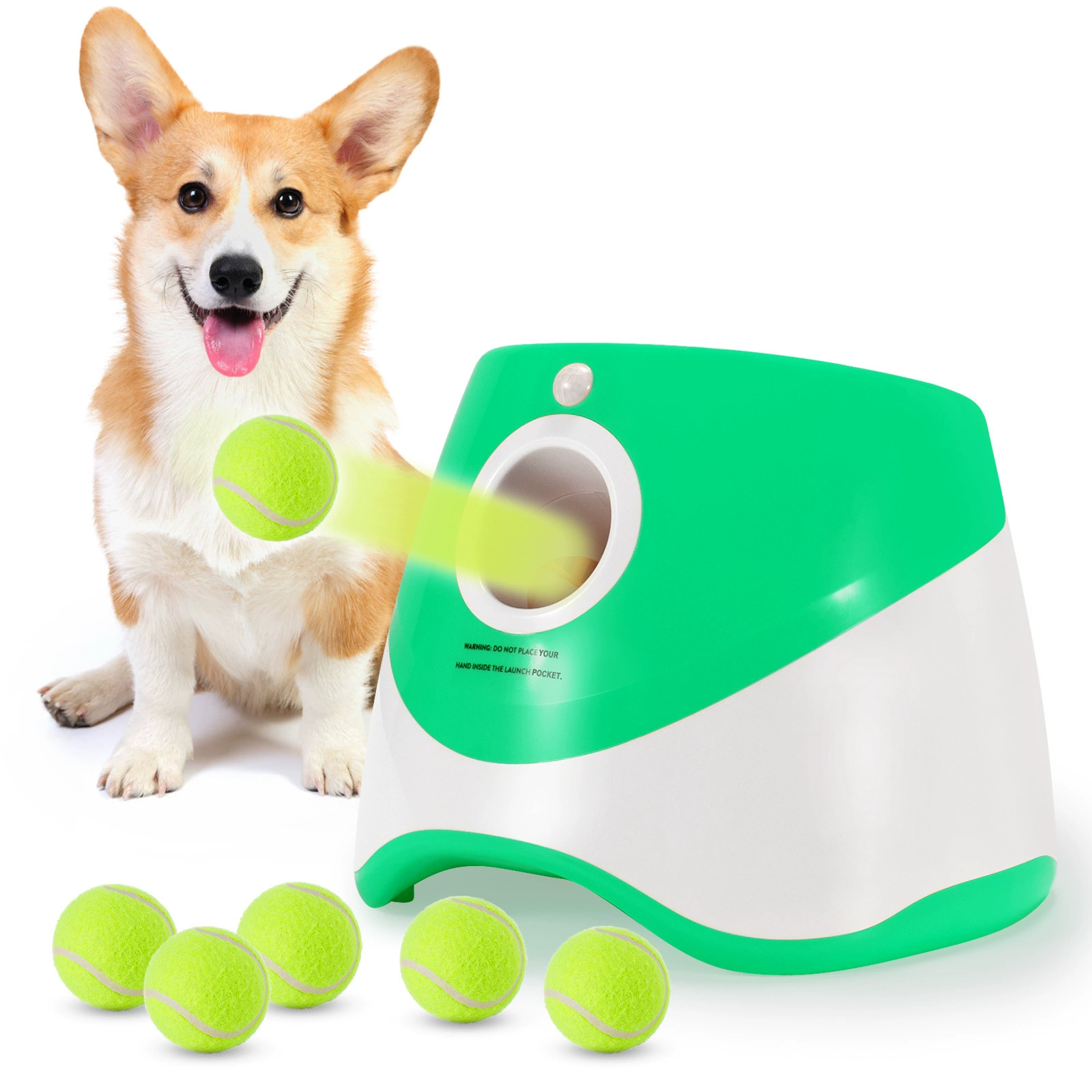 Pet Tennis Launcher Dogs Игрушка Игрушка Бросок Мяч Бросок Мяч Машина Бросок Собака Акустическая Машина Автоматическая Броска Мяч Машина