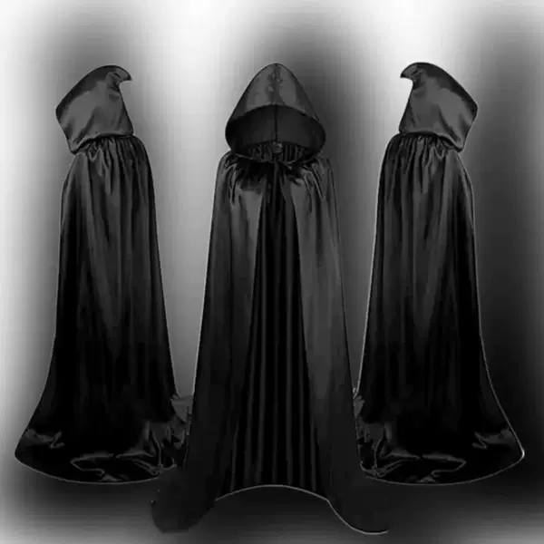 Halloween Satin Cloak Cos Death Cloak Vampire Robe Party Costume Adult and Kidsren Black Cloak