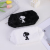 Cartoon plush handheld brand cosmetic bag, capacious organizer bag, stationery, pencil case