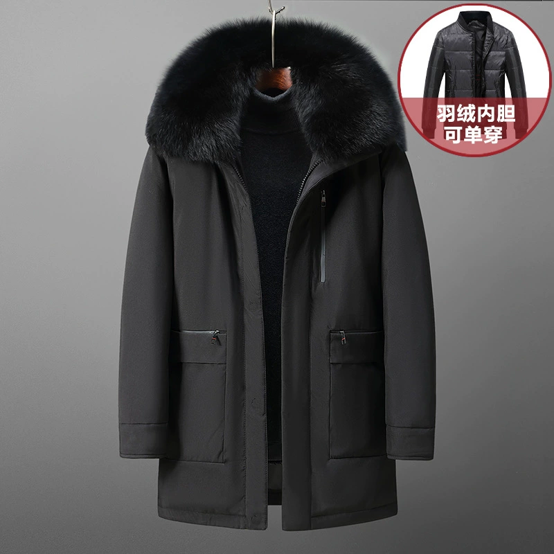 Съемные оптовые трансграничные новые мужские пуховики мужские средние и длинные папы средний и пожилой 405060 летняя куртка