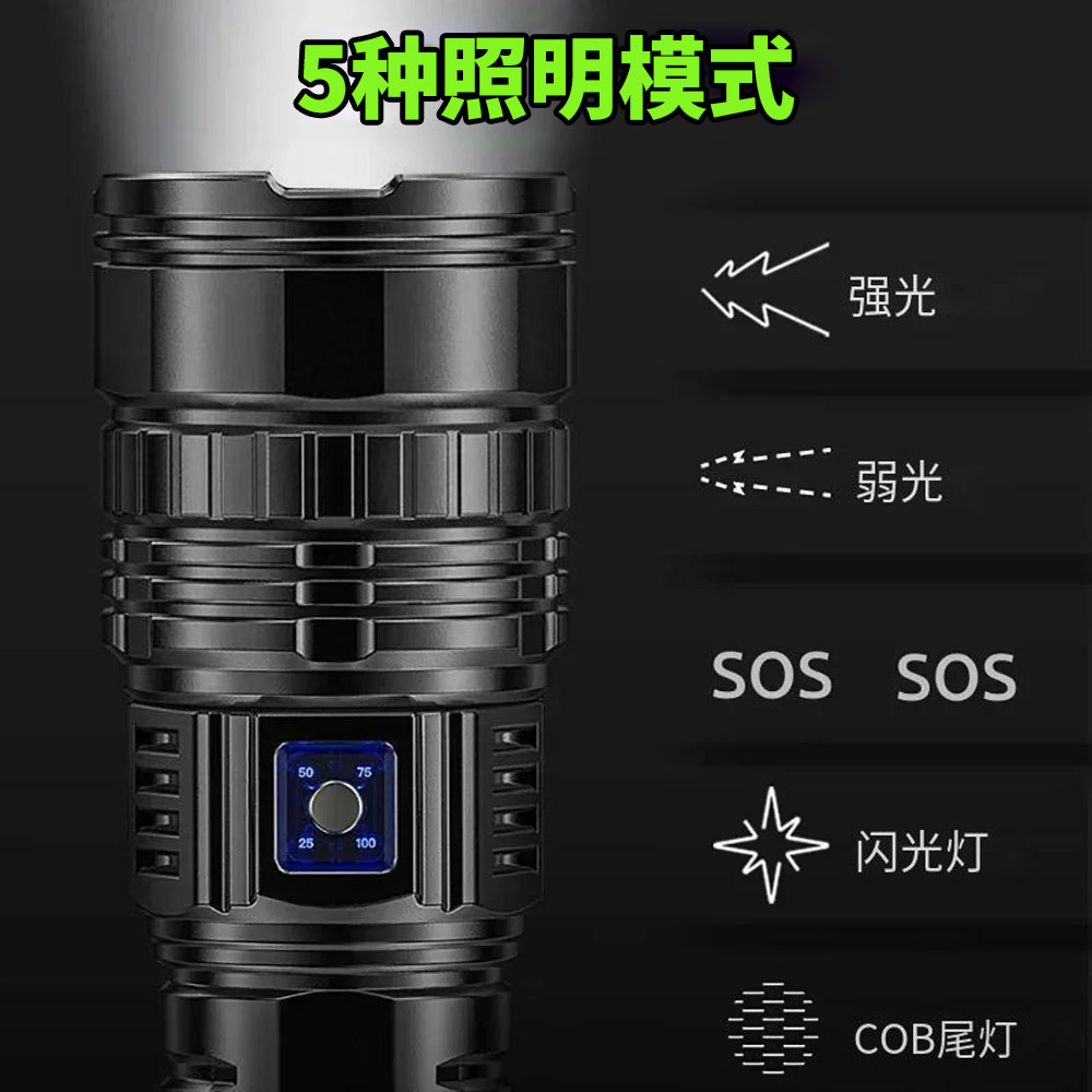 Transfronterizo distancia de disparo ultra-larga linterna de luz brillante pantalla eléctrica de alta potencia zoom telescópico linterna de luz fuerte al aire libre