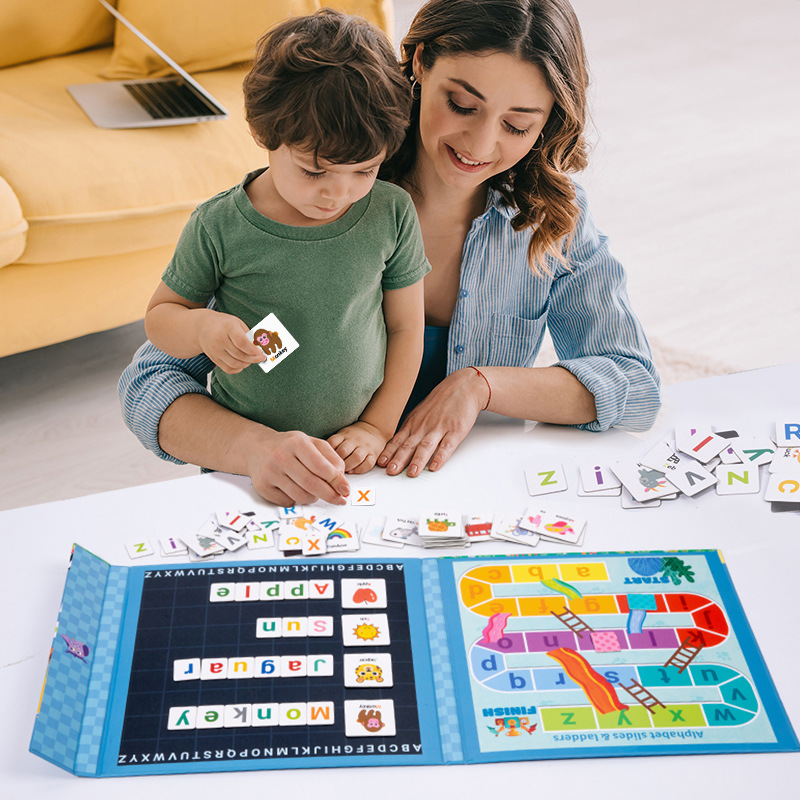 4-6 años de edad los niños de desarrollo de inteligencia plegable portátil magnético letras/números aprendizaje libro enseñanza artefacto