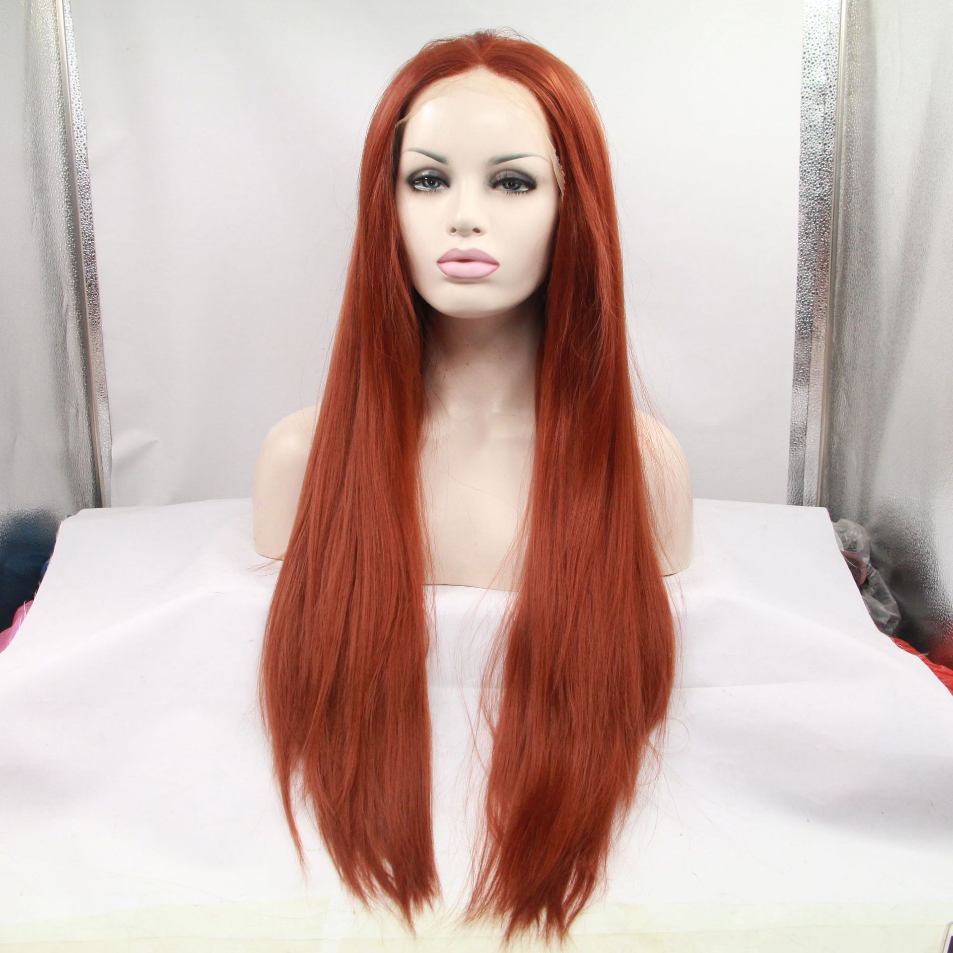 Pelucas europeas y americanas, cabello largo y liso, encaje de fibra química, nuevo Lace Front Wigs