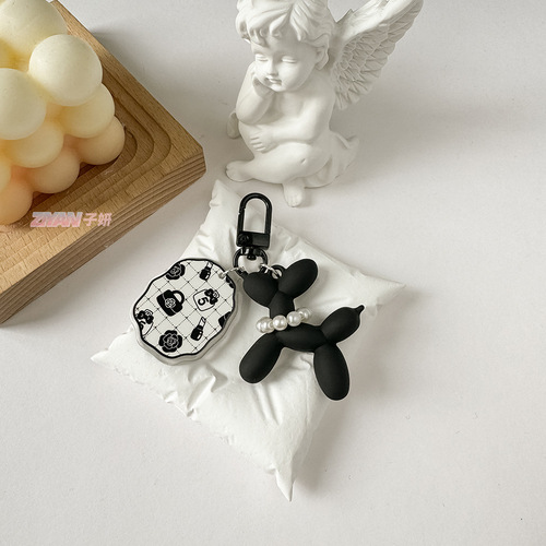 Xiaoxiangfeng fresh and sweet balloon dog ins keychain camellia pendant personalized keychain women's bag pendant