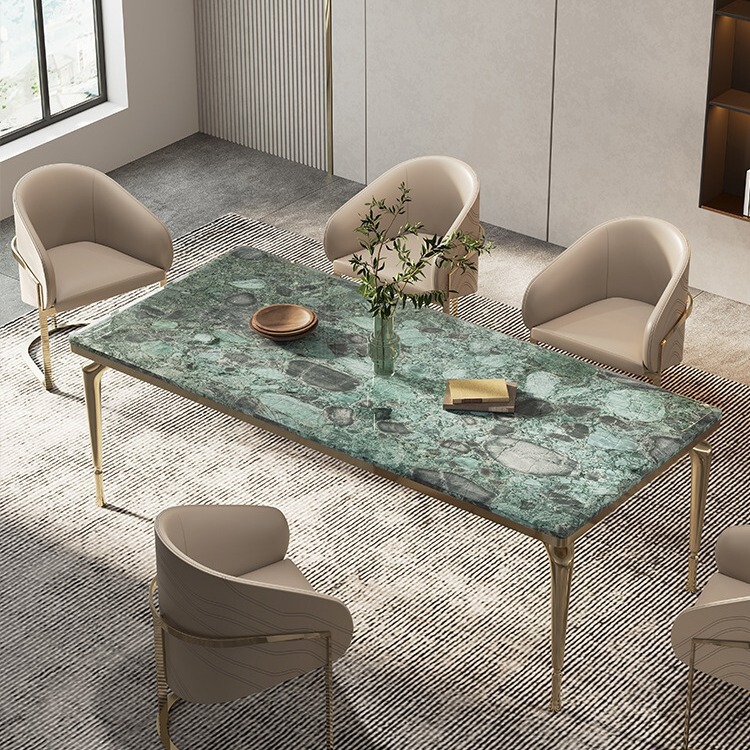 Emerald Luxury stone dining table modern simple high-end luxury Italian natural marble rectangular dining table home