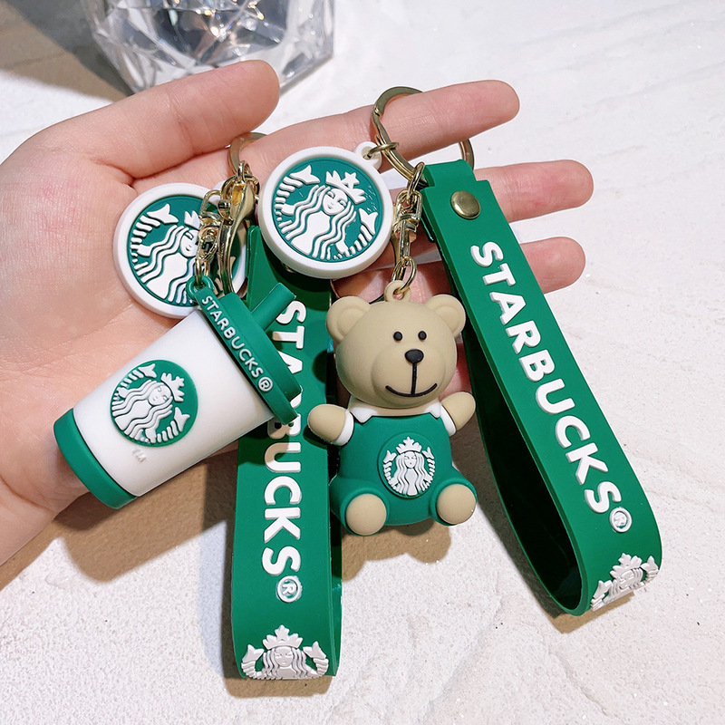 8 New Starbucks Milk Tea Cup Key Chains, Cartoon Car Pendants, Doll Accessories, Cute Bag Key Chains