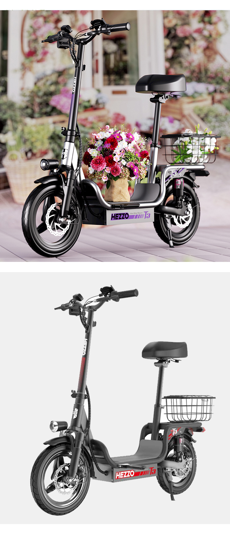 HEZZO foldable electric car 48v15ah scooter long endurance electric scooter overseas warehouse a generation of hair