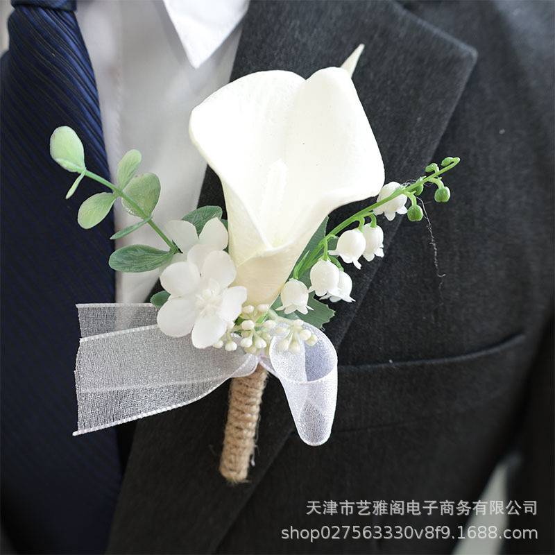 西式餐桌婚礼酒杯草帽窗帘礼盒装饰花椅背花胸花手腕花白绿色森系|undefined