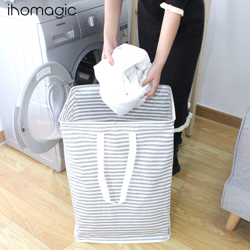 Hogar bolsa de almacenamiento de ropa de gran capacidad independiente bolsa de lavandería a rayas mango cesta de lavandería transfronteriza