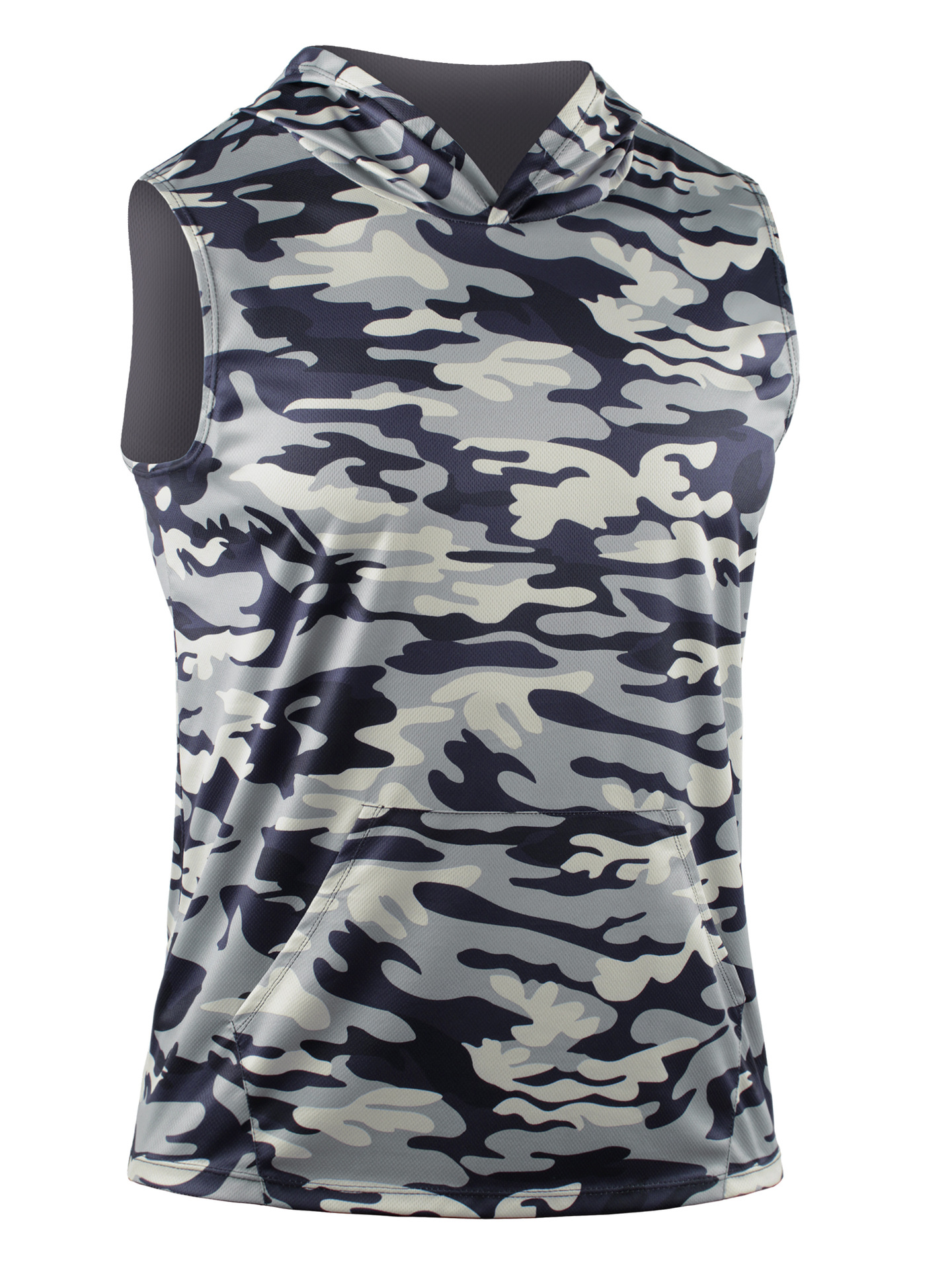 Chaleco con capucha de camuflaje para hombre, camiseta estampada transpirable de secado rápido, top sin mangas informal holgado para correr maratón image 7