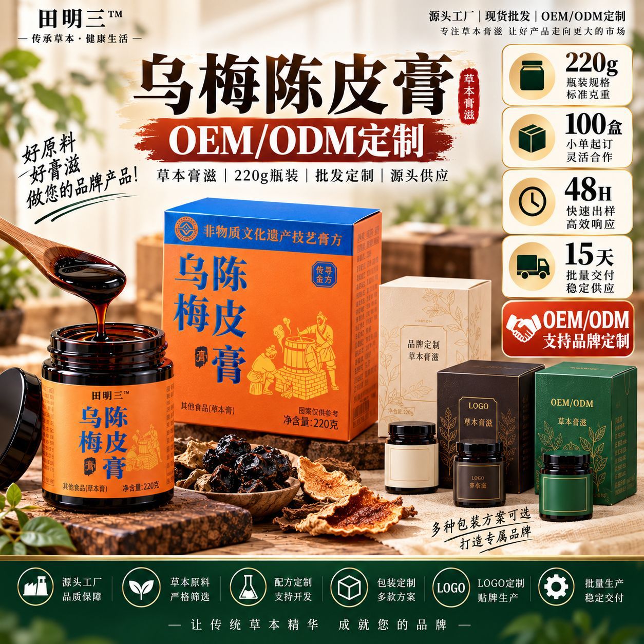 Wu Mei Chen Pi Gao (Dark Plum & Aged Tangerine Peel Herbal Paste) — Ready-to-Eat Herbal Paste, 220g Jar overview