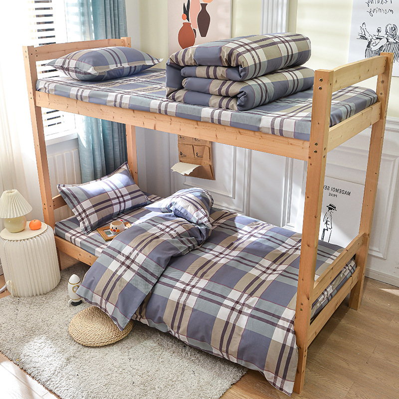 Juego de sábanas y funda nórdica de tres piezas, sábana ajustable de clase A, cama individual de dormitorio de algodón puro, ropa de cama escolar, ropa de cama para estudiantes