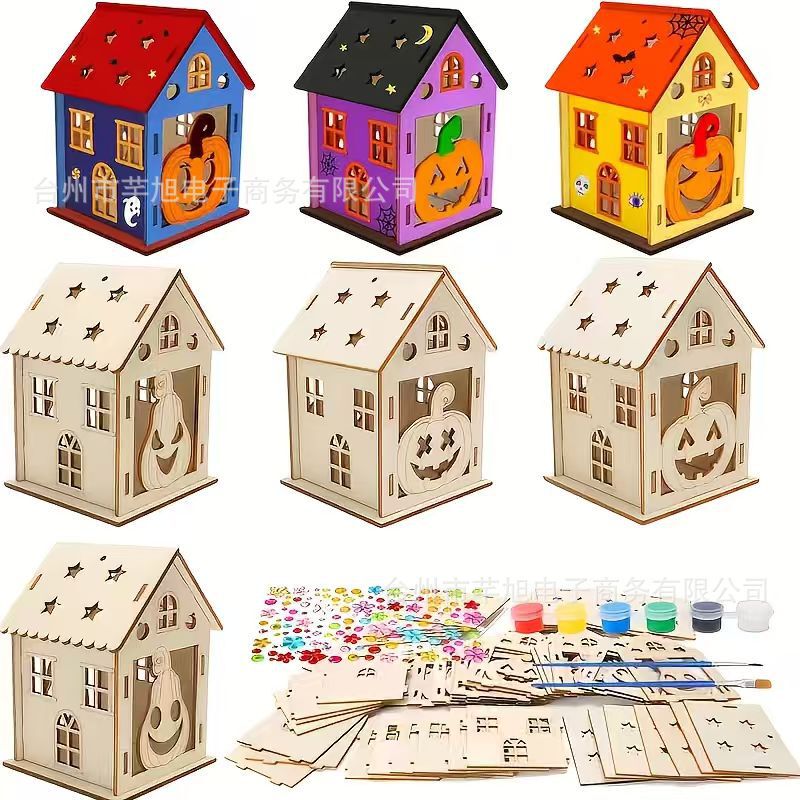Cross-Border Halloween Wooden Pumpkin House Crafts Kidsren's DIY 3D Painted Pumpkin House Home Furnishings Decorations Cross-Border Halloween Wooden Pumpkin House Crafts Kidsren's DIY 3D Painted Pumpkin House Home Furnishings Decorations