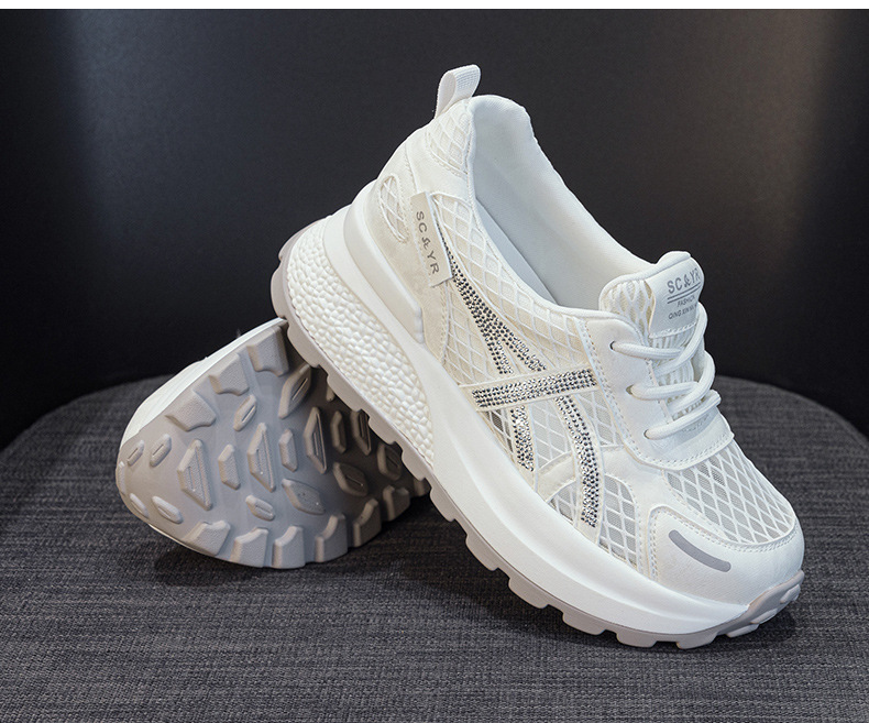 Giày sneaker nữ đế dày phong cách Hàn Quốc, thoáng khí, đế dày 3 cm — Hồng 5092, Trắng 5092 chi tiết 15