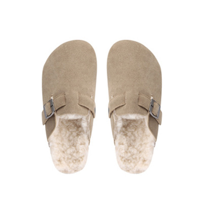 Suisanxi mismo estilo cuero genuino vintage Boken zapatos planos cerrados dedo del pie medio zapatillas verano de las mujeres desgaste exterior punta redonda Boken sandalias