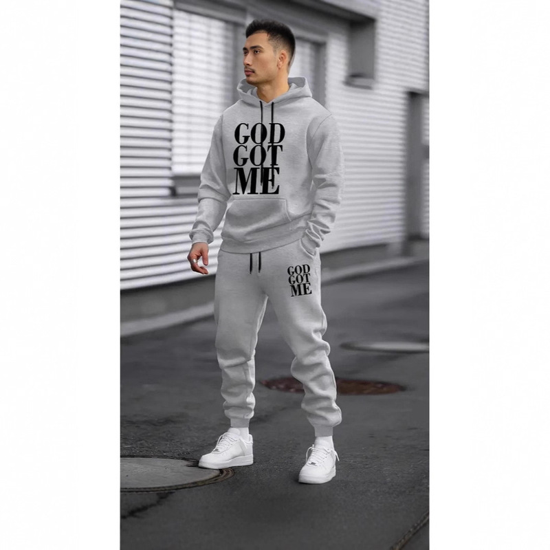 Cross-Border New Men's and Women's Pullover Hooded Sweatshirt with Printed Logo Letters Loose Sweatshirt Jacket Long-Sleeved Pants Suit