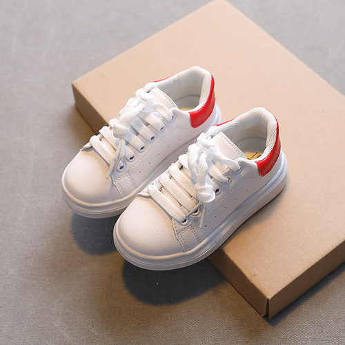 Children's McQueen white shoes  spring new breathable low-cut sneakers 1-16 years old student shoes boys sports shoes