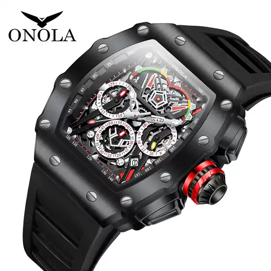 Shopee Best-Selling Oona Onola Multifunctional Fashion Sports Waterproof Quartz Men's Watch Silicone Band Watch