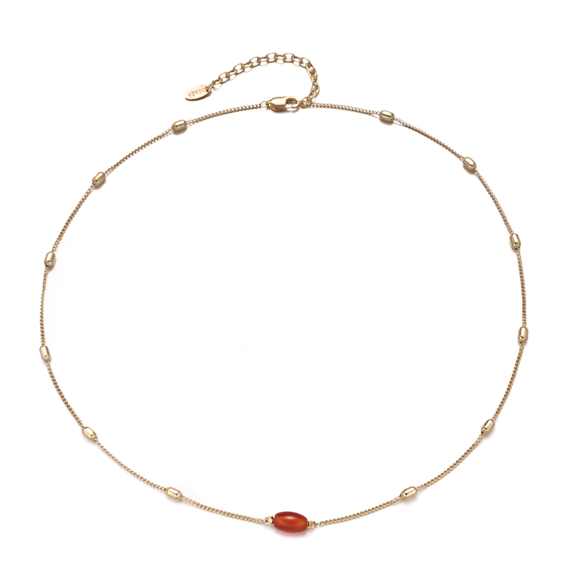 Elegante colgante de ágata rojo para mujeres simple estilo retro otoño y invierno estilo de calidad cadena de clavícula ligera lujoso nicho sentido de alta calidad