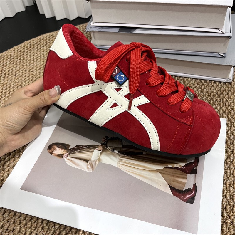 复古美拉德拼色板鞋女2025年春季新款平底休闲运动鞋阿甘鞋德训鞋|undefined