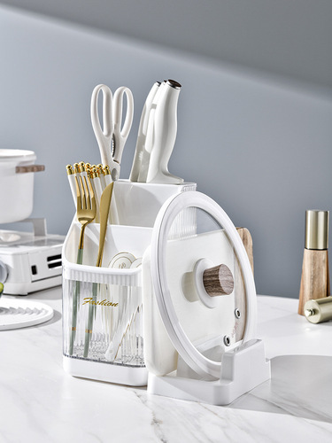 Multifunctional kitchen storage rack, chopstick barrel, countertop chopping board rack, knife storage rack, pot lid rack, cutting board rack, chopstick cage