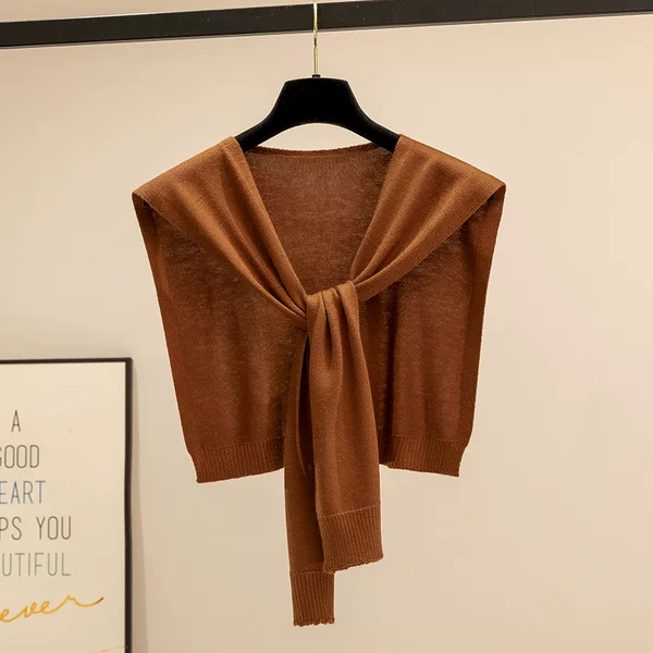 6 wool fashionable all-match knitted shawl women's cross shirt waistcoat solid color wool scarf shoulder pad cervical support