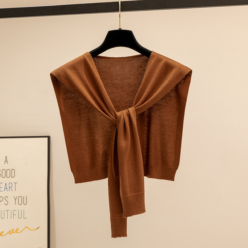 6 wool fashionable all-match knitted shawl women's cross shirt waistcoat solid color wool scarf shoulder pad cervical support