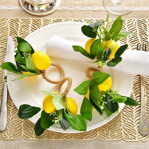 Cross-border creative fresh hand-woven simulation lemon napkin ring wedding hotel table Western food napkin decoration