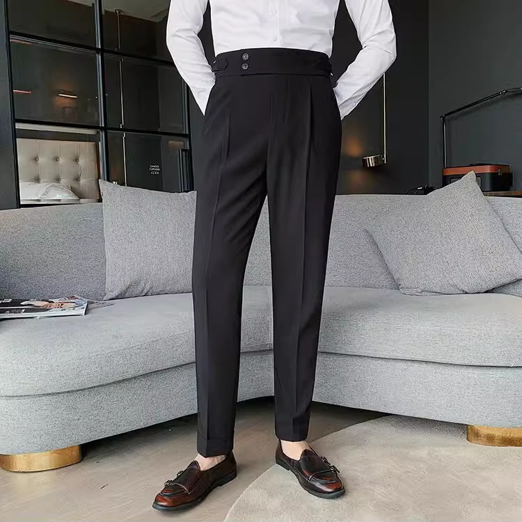 Pantalones de hombre primavera y otoño de cintura alta, traje de negocios casual, pantalones largos de alta calidad, sensación de caída, comercio exterior, lotes transfronterizos