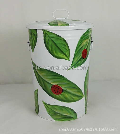 Large Capacity painted storage bucket galvanized trash can color metal trash can with lid
