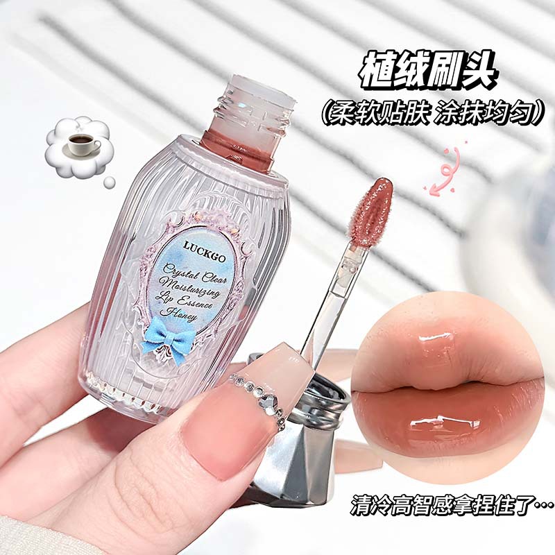 LUCKGO Crystal Clear Moisturizing Lip Essence Honey Light Line Moisturizing Lipstick Espejo de aceite de labios hidratante y color transfronterizo duradero