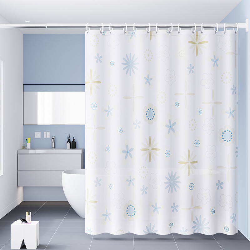 Cortina impermeable de baño engrosada de color puro, juego de cortina de baño de baño, cortina de baño de dormitorio de hotel sin perforación, cortina de puerta