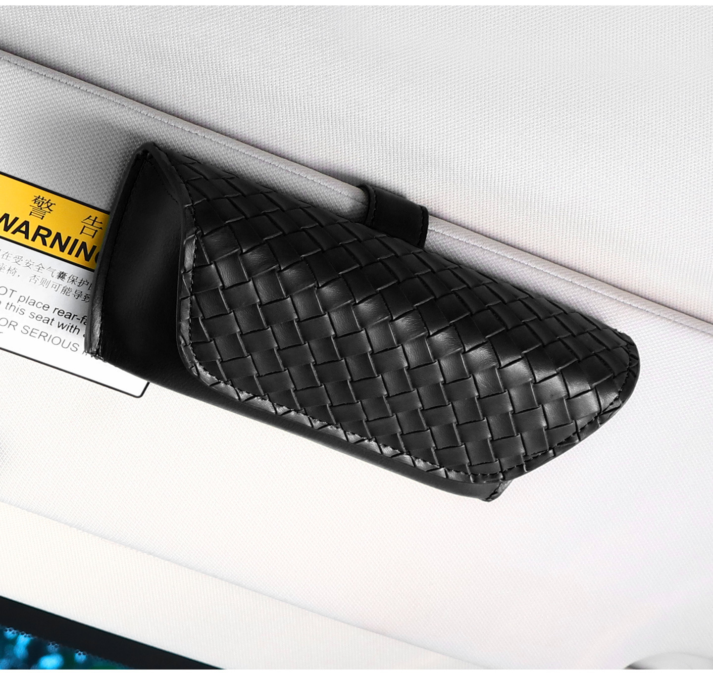 Car Glasses Case Sun Visor Woven Leather Sunglasses Clip Convenient Sunglasses Hanging Glasses Case New Glasses Clip