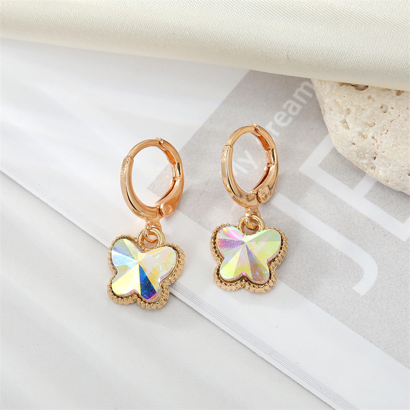 Trend Color Zircon Butterfly Love Pendant Cute Peach Heart Earrings display picture 3