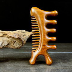 Gold-thread Sandalwood Original Qilong Multifunctional Comb Hair Massage Nose Scraper for Men and Women Office Outing Travel Relaxation