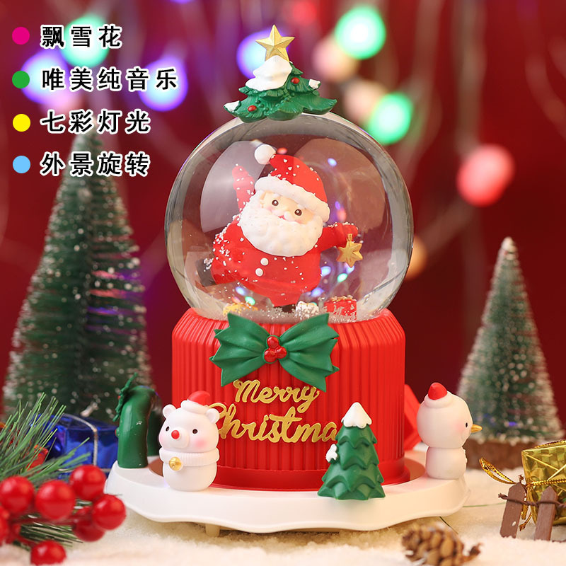 Nuevos productos transfronterizos regalos de Navidad creativos artesanía de resina decoración de escritorio adornos caja de sonido regalos de bola de cristal