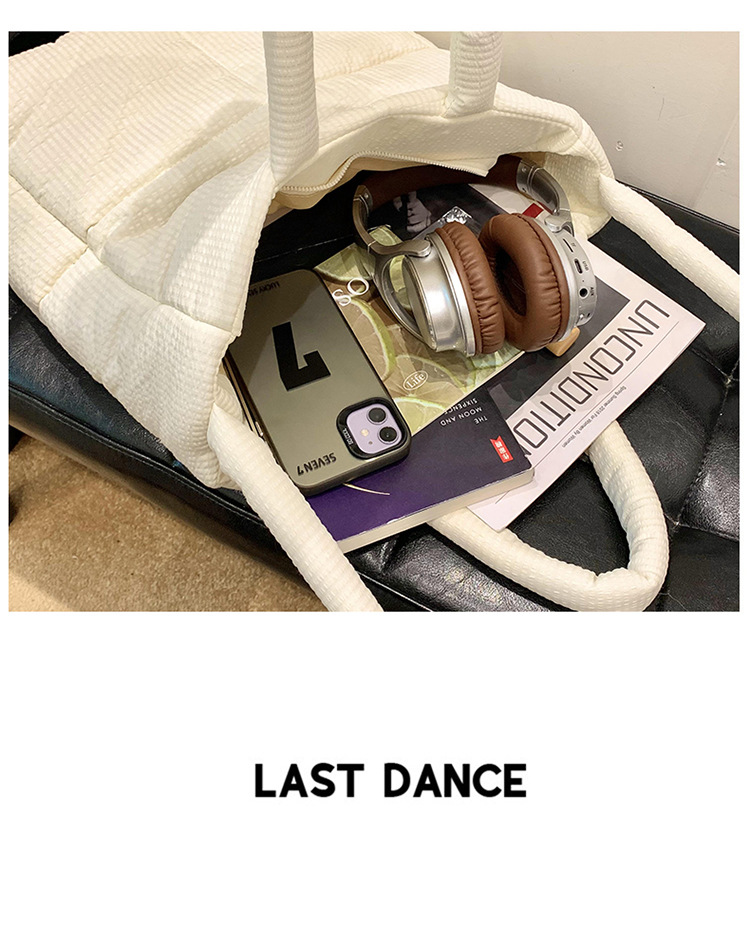 High quality texture tote bag nylon cotton bag large capacity shoulder messenger bag soft plaid handbag down bag_voghion.com