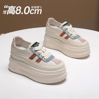 镂空小白鞋女百搭火透气夏季新款轻便厚底配裙子内增高板鞋