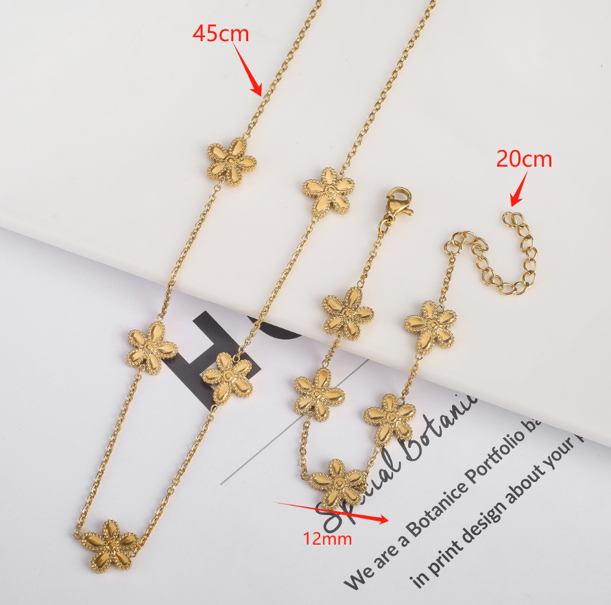 304 Stainless Steel 18K Gold Plated Simple Style Classic Style Plating Flower Jewelry Set display picture 1