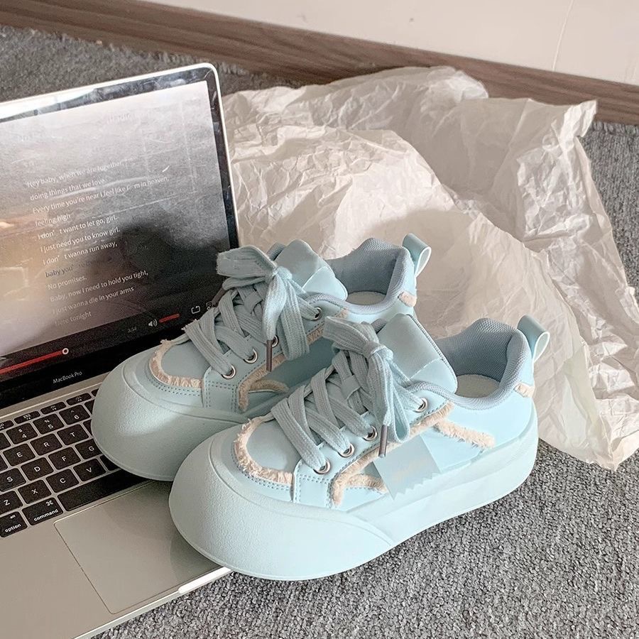Versatile Spring-summer Original Women's 2025 New Model, Thick-soled White Sneakers, High-appearance Bread , Niche_vogvips.com