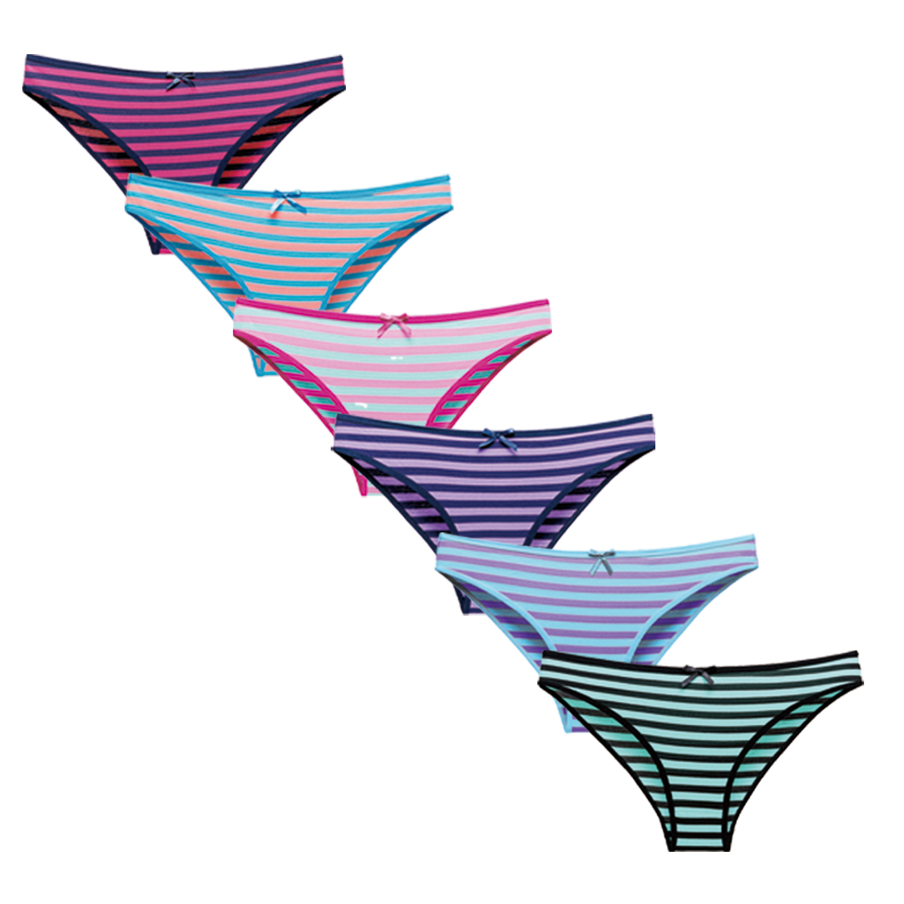 Cross-Border Direct Supply Women's Briefs, Low-Waist Stripesd Underwear, Women's Comfortable and Breathable Briefs with Lace Edges